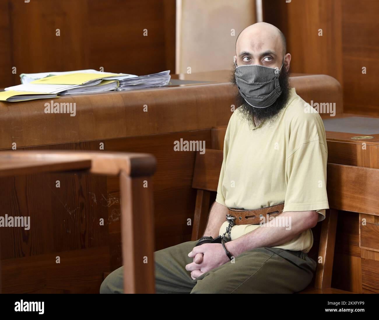 Appeals trial of former Prague Imam Samer Shehadeh who was given ten years in prison for funding, assisting in terrorism in February, took place at High Court in Prague, nam. Hrdinu, Prague 4, Czech Republic, on Thursday, May 21, 2020. (CTK Photo) Stock Photo