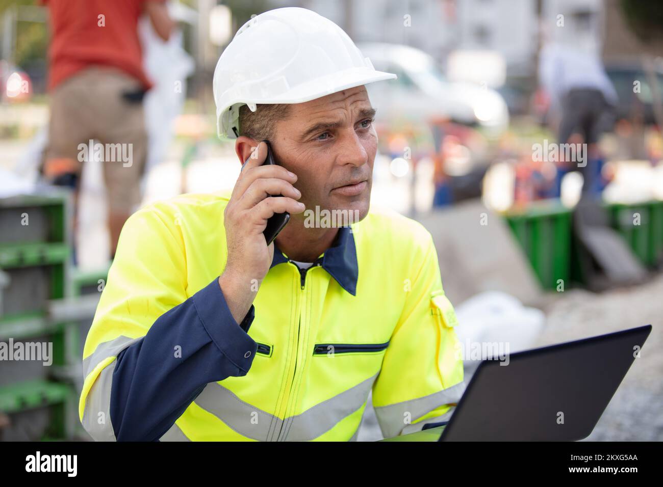 architect supervising a construction outdoords Stock Photo
