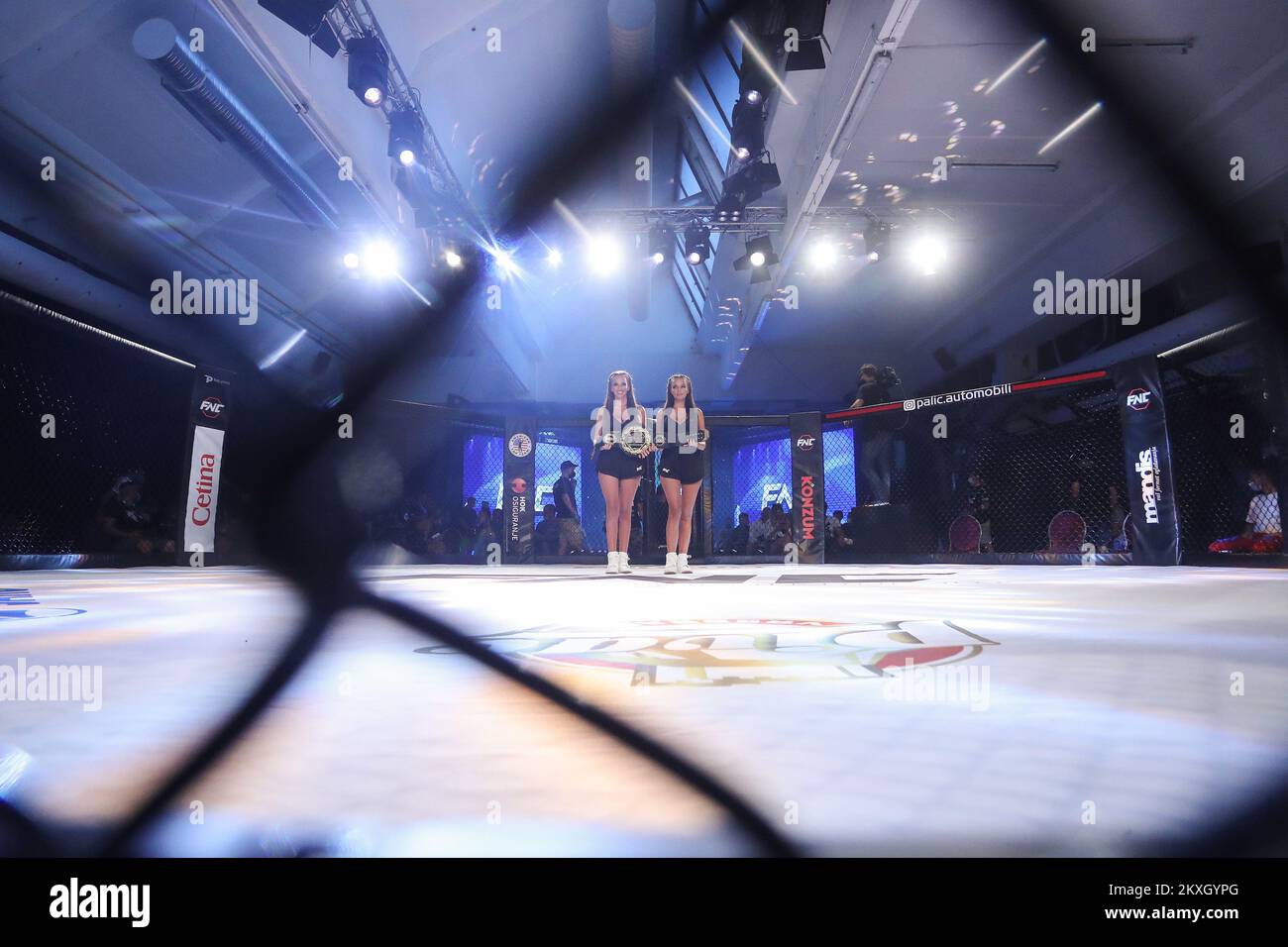 Ring girls with a Balkan Championship belt ahead the FNC 3 Fight Night