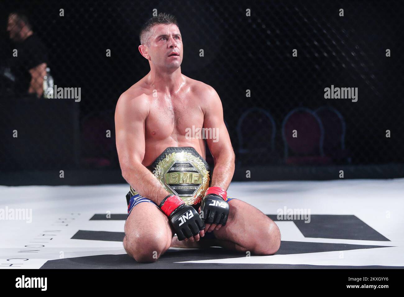 Ivica Truscek celebrated against Vaso Bakocevic (75kg) and win Balkan Championship title during the FNC 3 Fight Night event inside American Top Team Gym on July 31, 2020 in Zagreb, Croatia