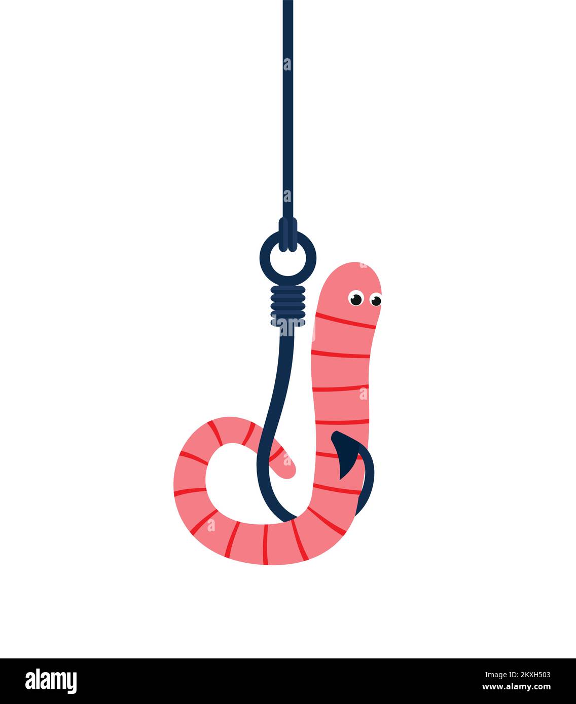 Cartoon smiling warm on fishing hook. Vector illustration Eps 10 Stock Vector