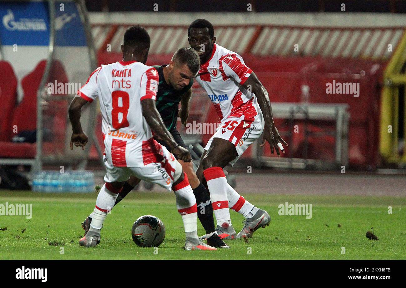 Seku Sanogo of Red Star Belgrade during the match of the first round of qualifications for the Champions League between FC Red Star Belgrade and Europa FC played at the 'Rajko Mitic' stadium in Belgrade, Serbia on August 18, 2020. Photo: A.K./ATA Images/PIXSELL Stock Photo