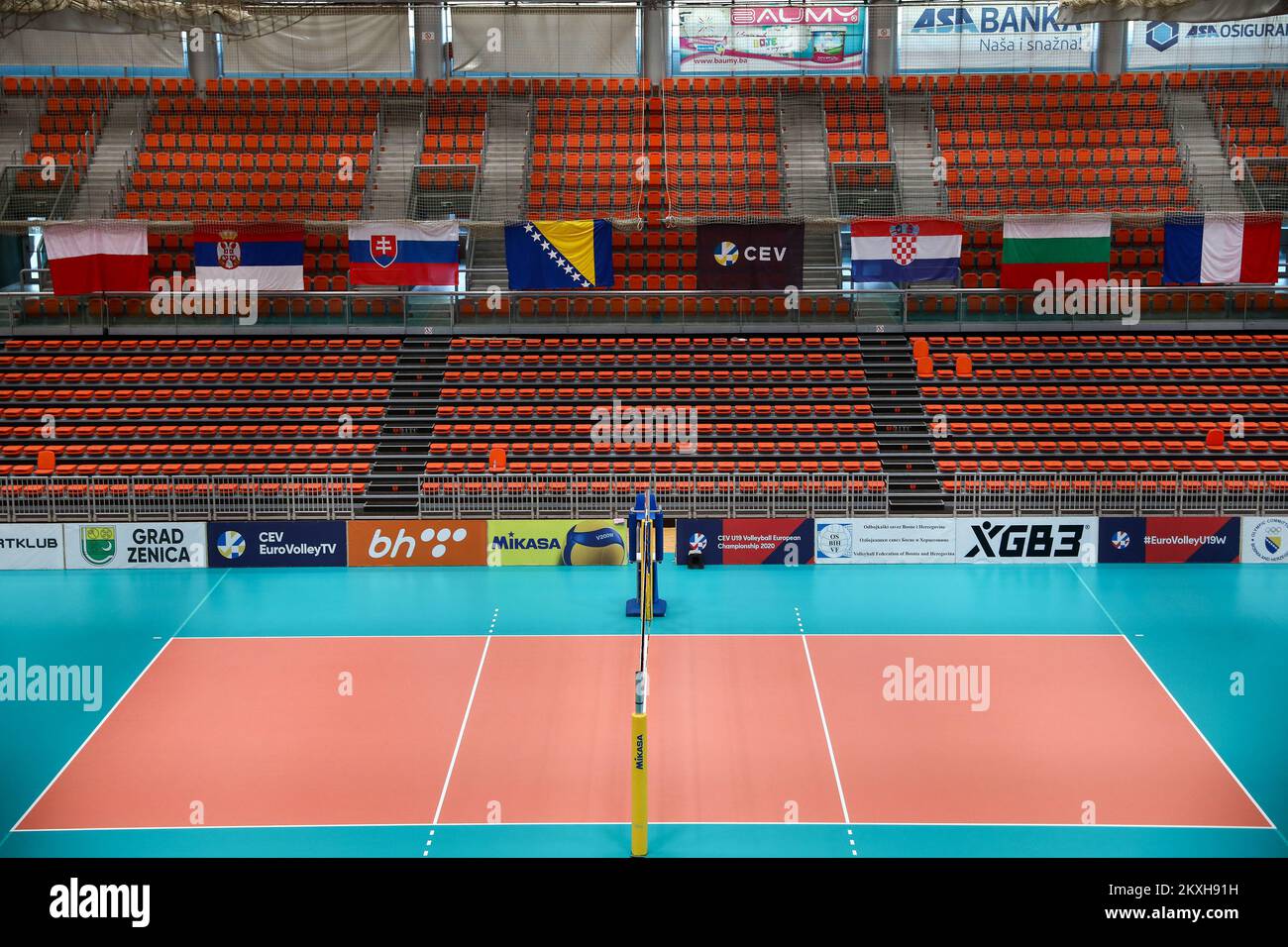 Arena 'Husejin Smajlovic' where the matches of the European Junior Volleyball Championship will be played in Zenica,Bosnia and Herzegovina , August 21, 2020. The 2020 Women's Junior European Volleyball Championship will be the 27th edition of the competition, with the main phase (contested between 12 teams) held in Bosnia and Herzegovina and Croatia from 22 to 30 August 2020. Photo: Armin Durgut/PIXSELL  Stock Photo