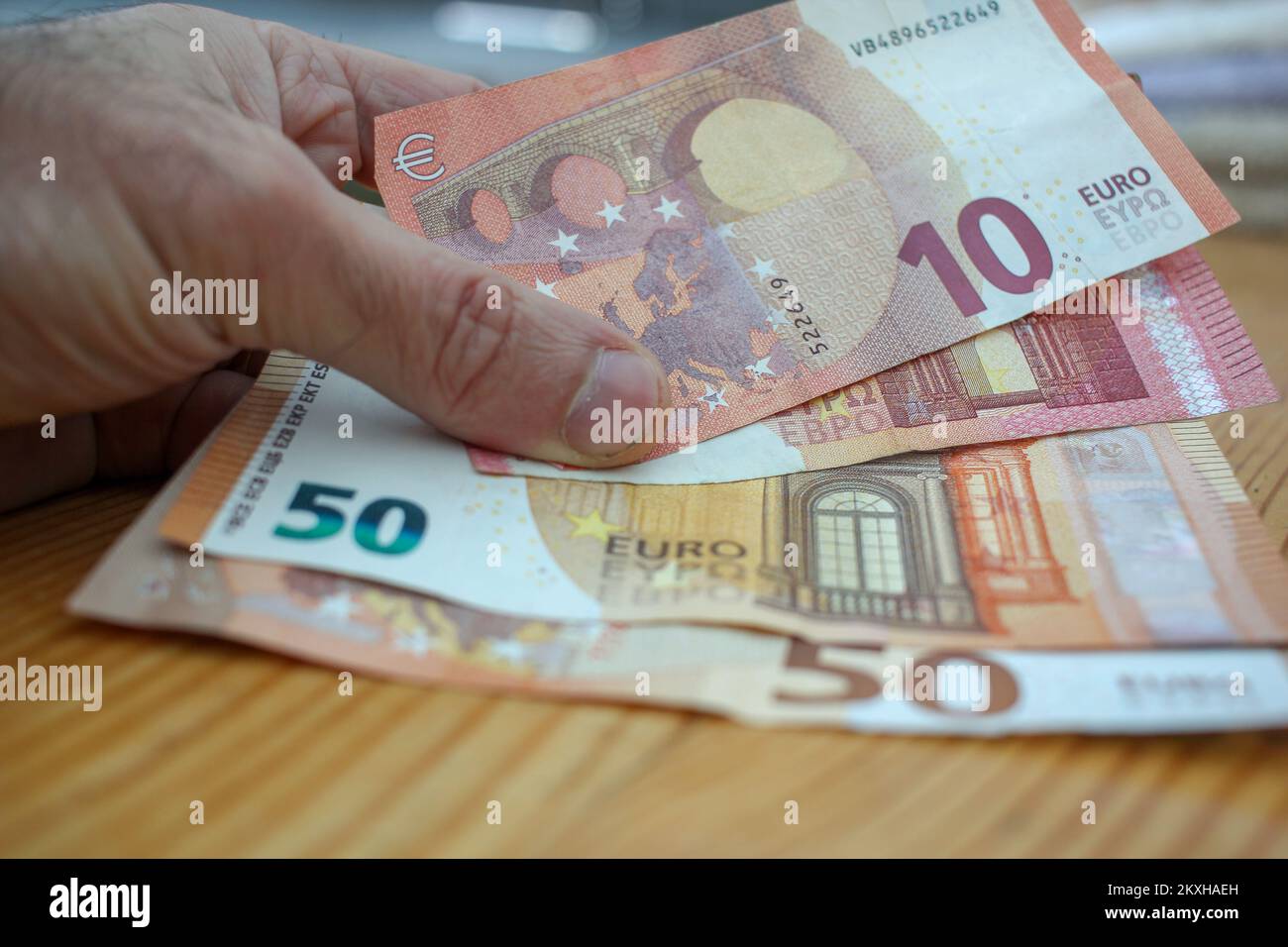 euro notes to use in difficult times for the economy Stock Photo