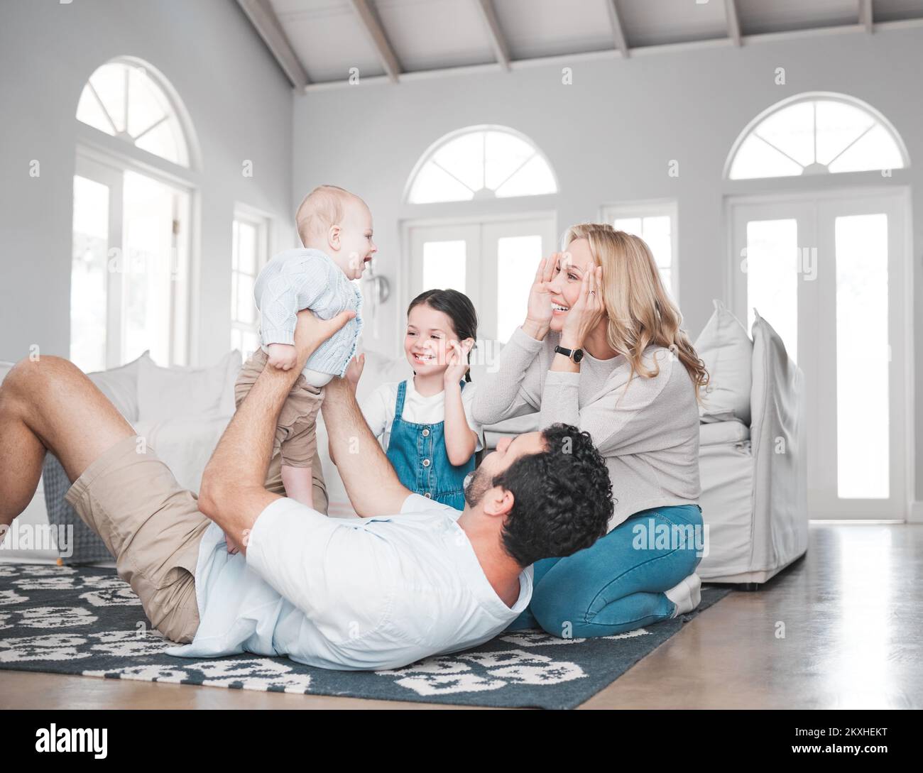 Happy family with kids hi-res stock photography and images - Alamy