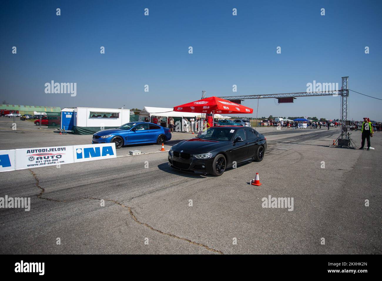 Cars on the 24th Osijek Street Race show preparing for the race at ...
