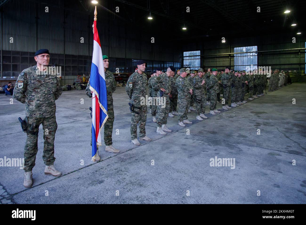 Ceremonial reception of the 12th Croatian contingent from the Resolute Support peacekeeping mission in Afghanistan was held at Pleso airport in the barracks of the 91st Wing of the Croatian Air Force in Zagreb, Croatia on 15. September, 2020. Photo: Davor Puklavec/PIXSELL  Stock Photo