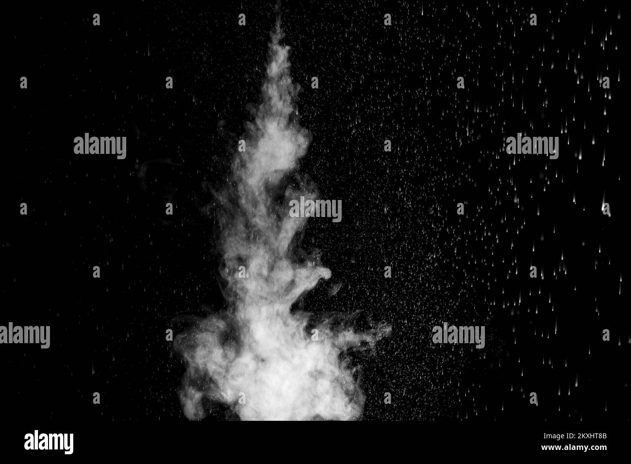 movement of smoke on black background, smoke background, abstract smoke on black background. white smoke blowing isolated on dark black background Stock Photo