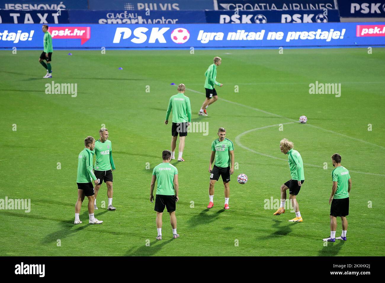 FC Flora Tallinn players seen at the training of Maksimir Stadium in Zagreb, Croatia on September 30, 2020. FC Flora Tallinn will play the UEFA Europa League play-off match against GNK Dinamo tomorrow. Photo: Goran Stanzl/PIXSELL Stock Photo