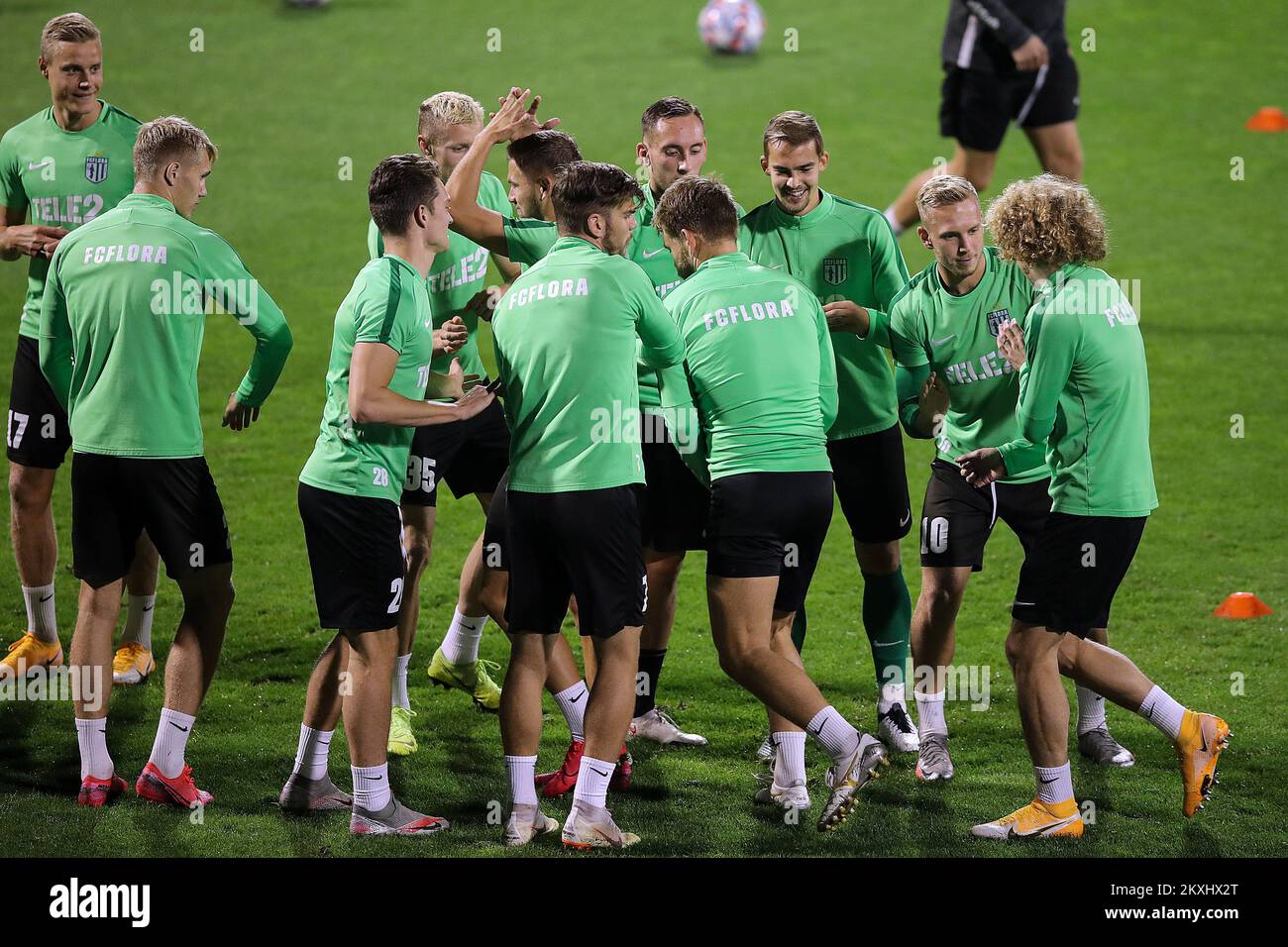 FC Flora Tallinn players seen at the training of Maksimir Stadium in Zagreb, Croatia on September 30, 2020. FC Flora Tallinn will play the UEFA Europa League play-off match against GNK Dinamo tomorrow. Photo: Goran Stanzl/PIXSELL Stock Photo