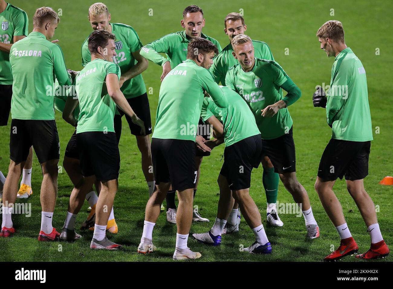 FC Flora Tallinn players seen at the training of Maksimir Stadium in Zagreb, Croatia on September 30, 2020. FC Flora Tallinn will play the UEFA Europa League play-off match against GNK Dinamo tomorrow. Photo: Goran Stanzl/PIXSELL Stock Photo