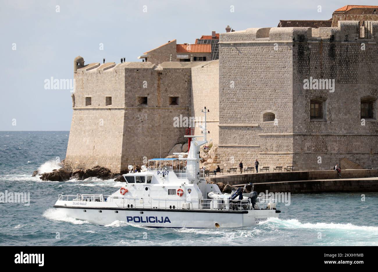 High police security on sea during the visit of U.S. Secretary of State Mike Pompeo to Croatia, in Dubrovnik, Croatia, on October 02, 2020. Photo: Grgo Jelavic/PIXSELL  Stock Photo