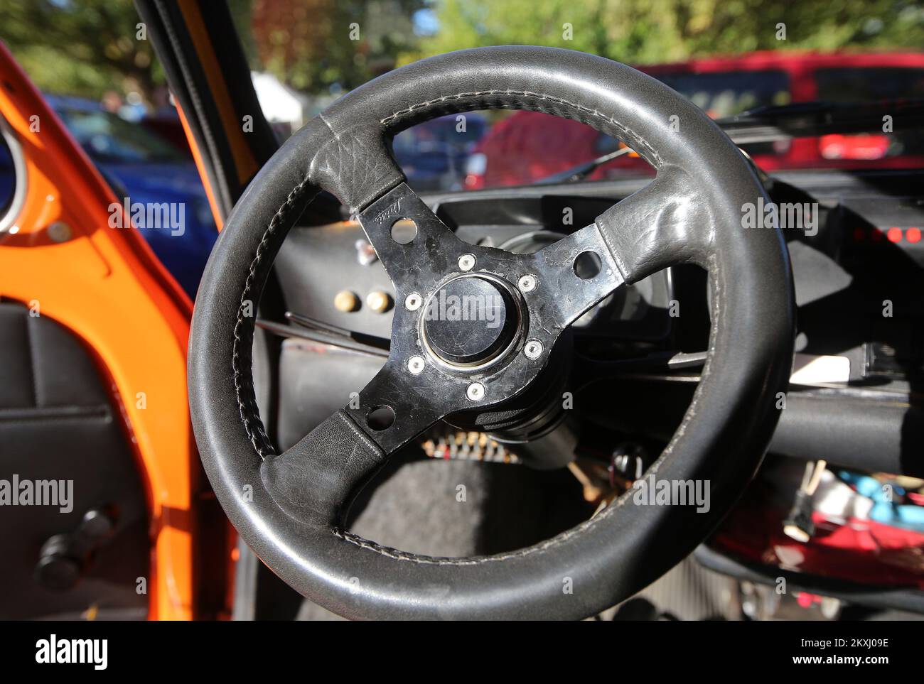 Interior of Fiat 500 oldtimer car is pictured during a 4th Fiat 500 Super Cup rally in Skradin, Croatia on October 04, 2020. Photo: Dusko Jaramaz/PIXSELL Stock Photo