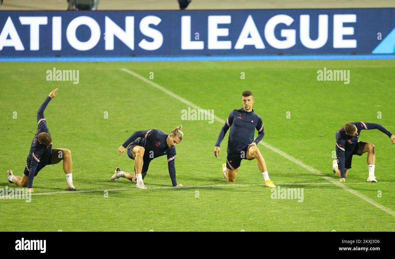 Croatian national team during training session at Maksimir Stadium before UEFA Nations League 2020-21 match with Sweden in Zagreb, Croatia on October 10, 2020. Tin Jedvaj, Ivan Perisic Photo: Marko Prpic/PIXSELL  Stock Photo