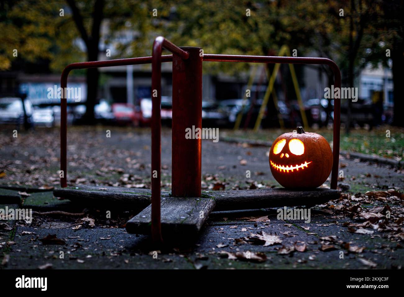 Illustration photos of carved decorative pumpkin for Halloween, in