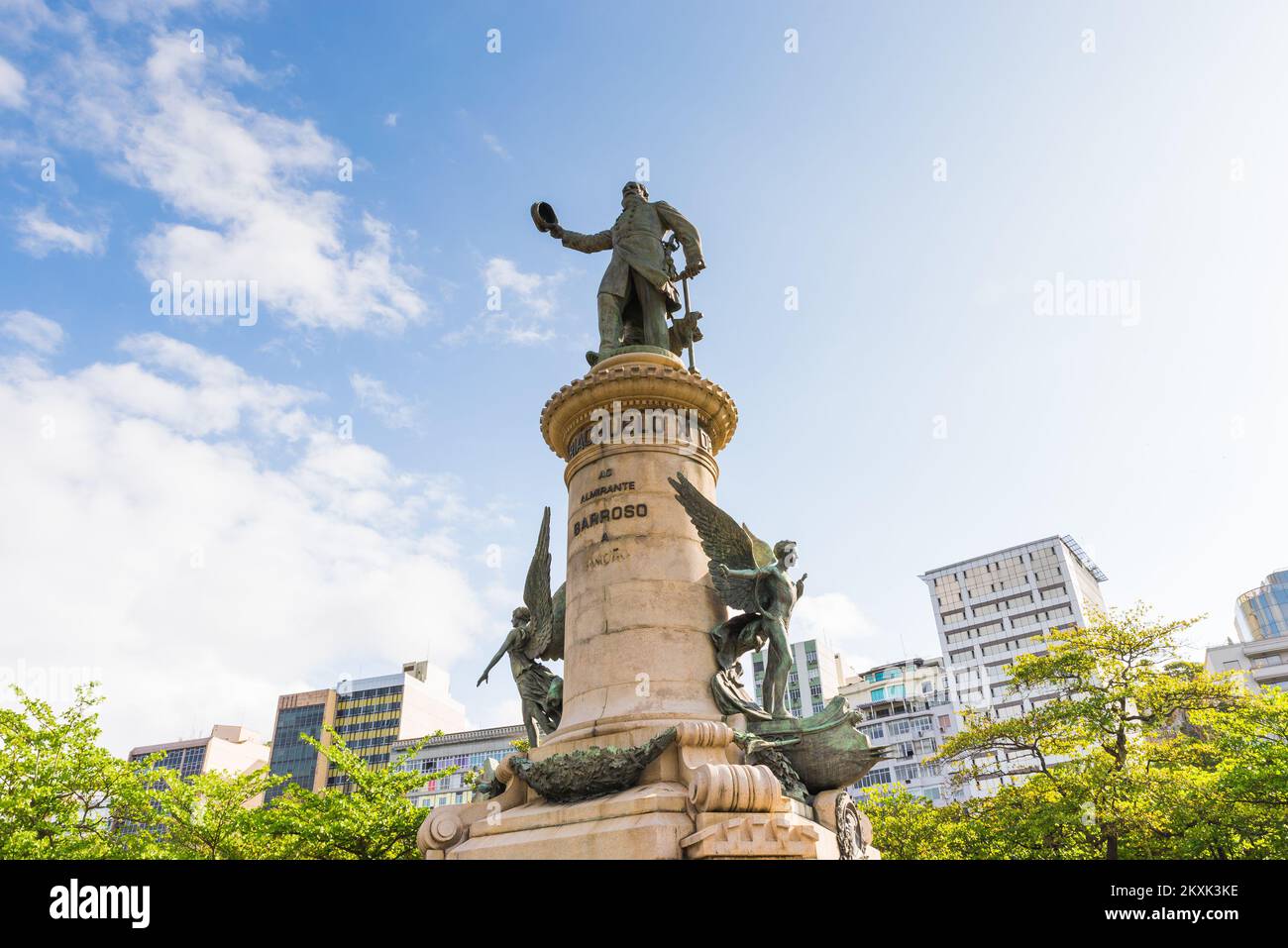 Monument to Admiral Barroso in Paris Square in Rio de Janeiro City Stock Photo