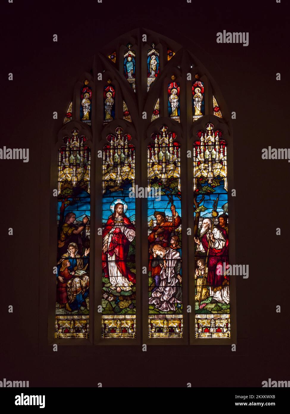 St Nicholas Cathedral, Newcastle upon tyne, UK stained glass window. Stock Photo