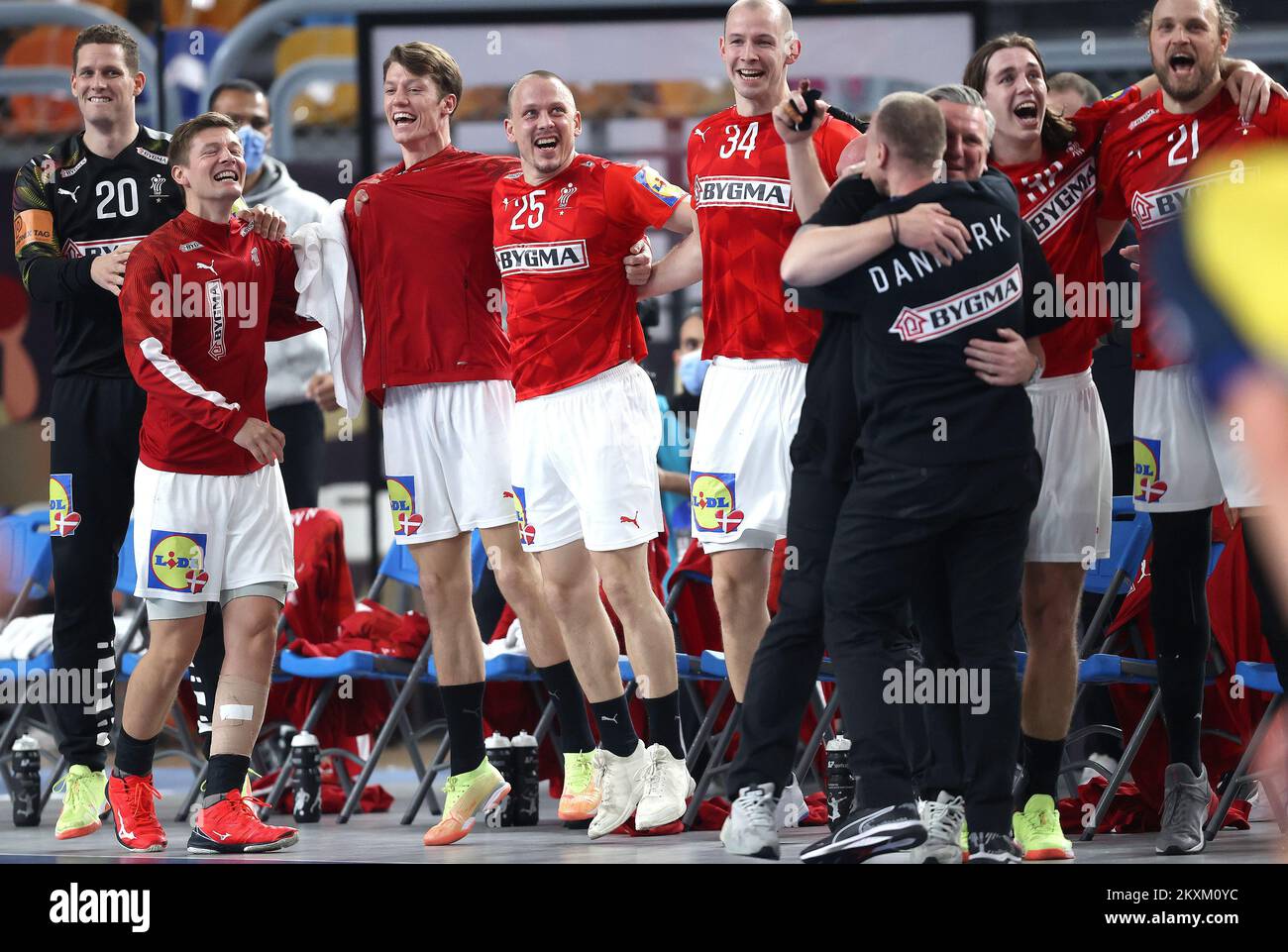 CAIRO, EGYPT JANUARY 31 Celebration of the Danish handball team after winnig the 27th IHF Men
