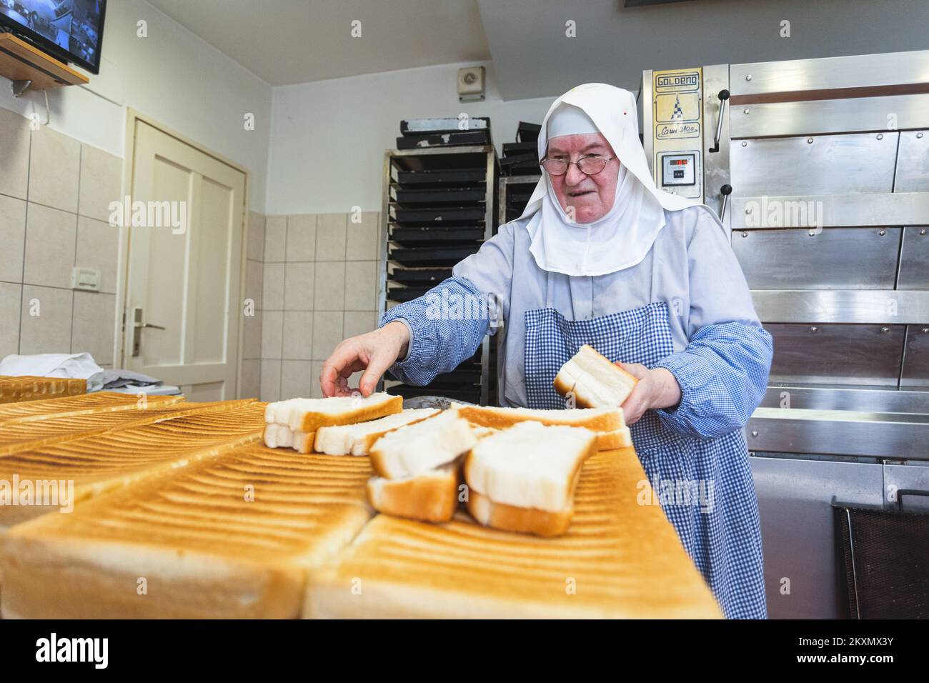Nuns of Saint Margaretha monastery in Pag, Croatia baking bagels and nunsâ€™ pastry that aims to preserve and develop specific historically rooted creative culinary skills originating from the Benedictine community on 18. MArch 2021. Photo: Marko Dimic/PIXSELL Stock Photo