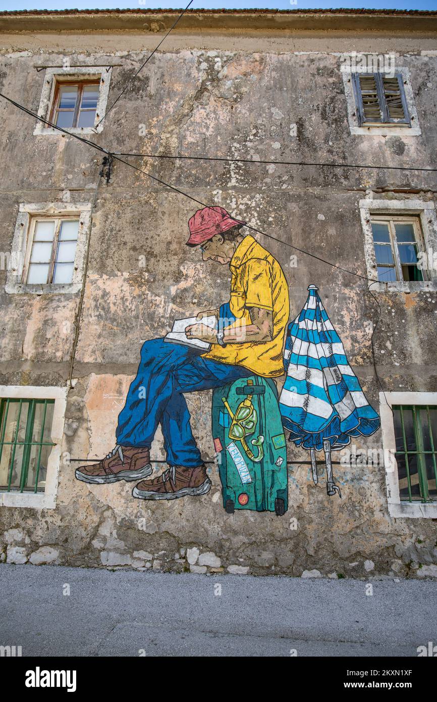 A graffiti is seen on a wall as part of 'Zen Opuzen' art festival in Opuzen, Croatia on March 02, 2021. Photo: Grgo Jelavic/PIXSELL Stock Photo