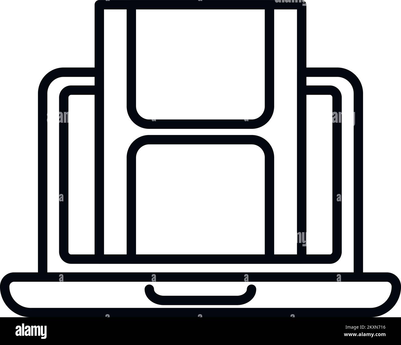 Laptop video edit icon outline vector. Film montage. Creative online Stock Vector