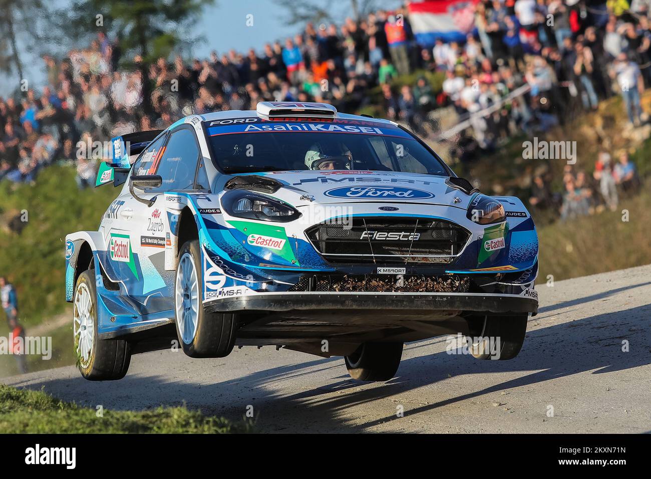 Gus Greensmith of Great Britain and Chris Patterson of Ireland compete ...