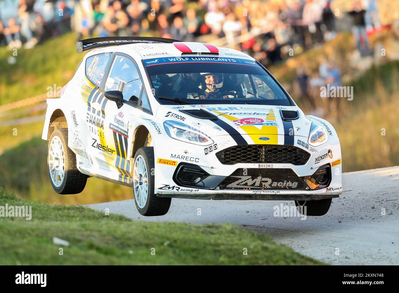 Kevin Raith of Austria and Christoph Wogerer of Austria compete with their Ford Fiesta MkII during Day One of the FIA World Rally Championship Croatia in Zagreb, Croatia on April 23, 2021. Luka Stanzl/PIXSELL Stock Photo