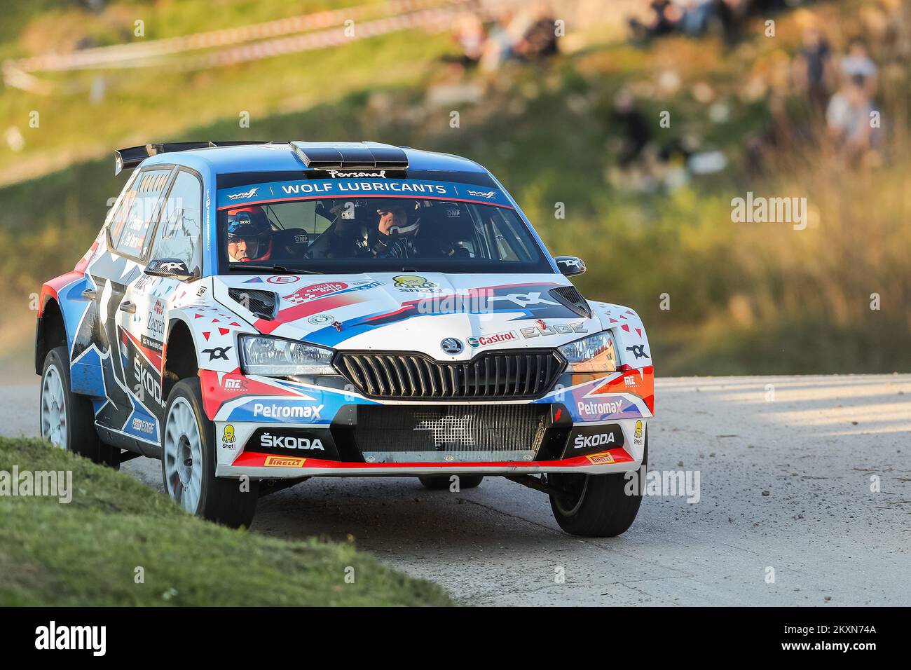 Fabrizio Zaldivar of Paraguay and Carlos Del Barrio of Spain compete with their Skoda Fabia Evo during Day One of the FIA World Rally Championship Croatia in Zagreb, Croatia on April 23, 2021. Luka Stanzl/PIXSELL Stock Photo