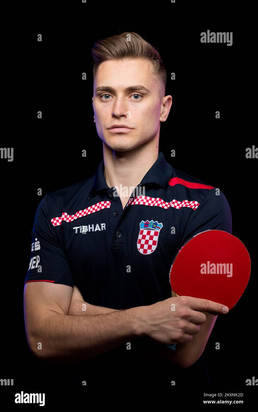 Croatian table tennis team member Filip Zeljko, with the Croatian