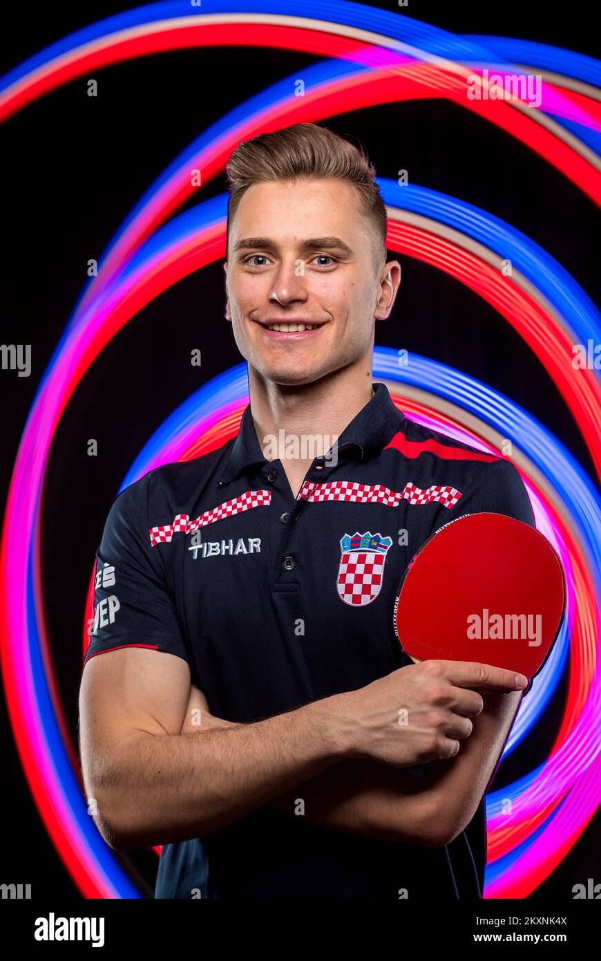 Croatian table tennis team member Filip Zeljko, with the Croatian