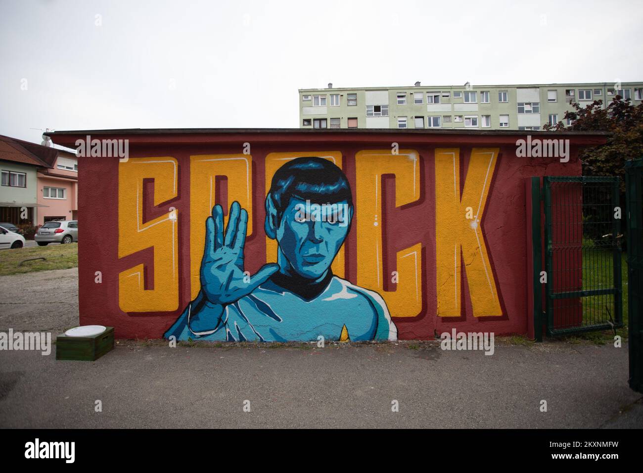 Star Track franchise character Mr. Spock graffiti is seen in Zagreb, Croatia on May 27, 2021. Photo: Davor Puklavec/PIXSELL Stock Photo