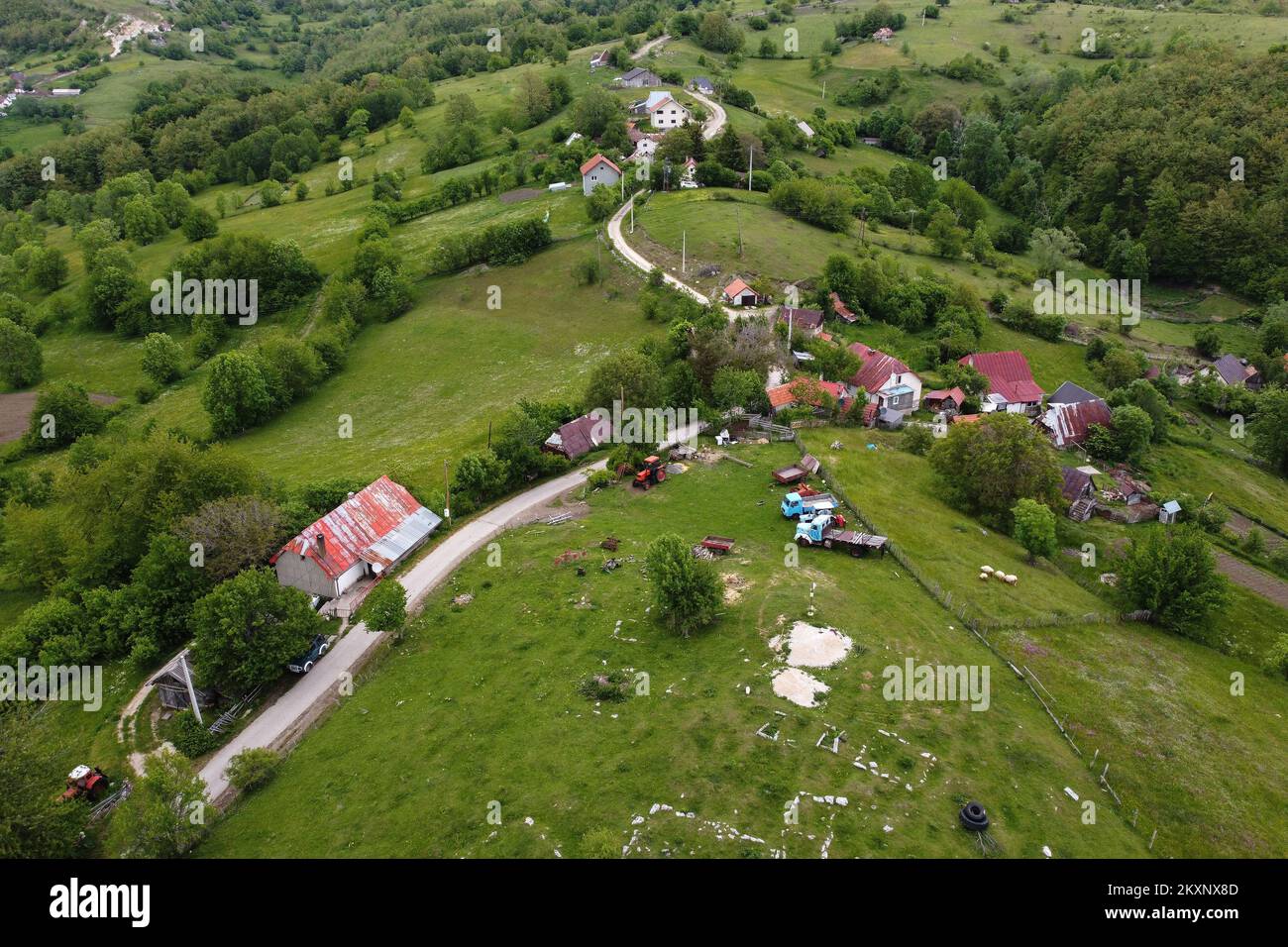 General view of the village of Bozanovici near Kalinovik, birthplace of war criminal Ratko Mladic. The villagers still support Ratko Mladic and they hope that the court in The Hague will acquit him of all charges. The final verdict against Ratko Mladic, former commander of the Republika Srpska Army's (VRS) General Staff, who is charged with the most serious war crimes committed in Bosnia and Herzegovina (1992-1995), including genocide, will be handed down on Tuesday, June 8, in Hague, after he was sentenced to life in prison in the first instance. Photo: Armin Durgut/PIXSELL Stock Photo