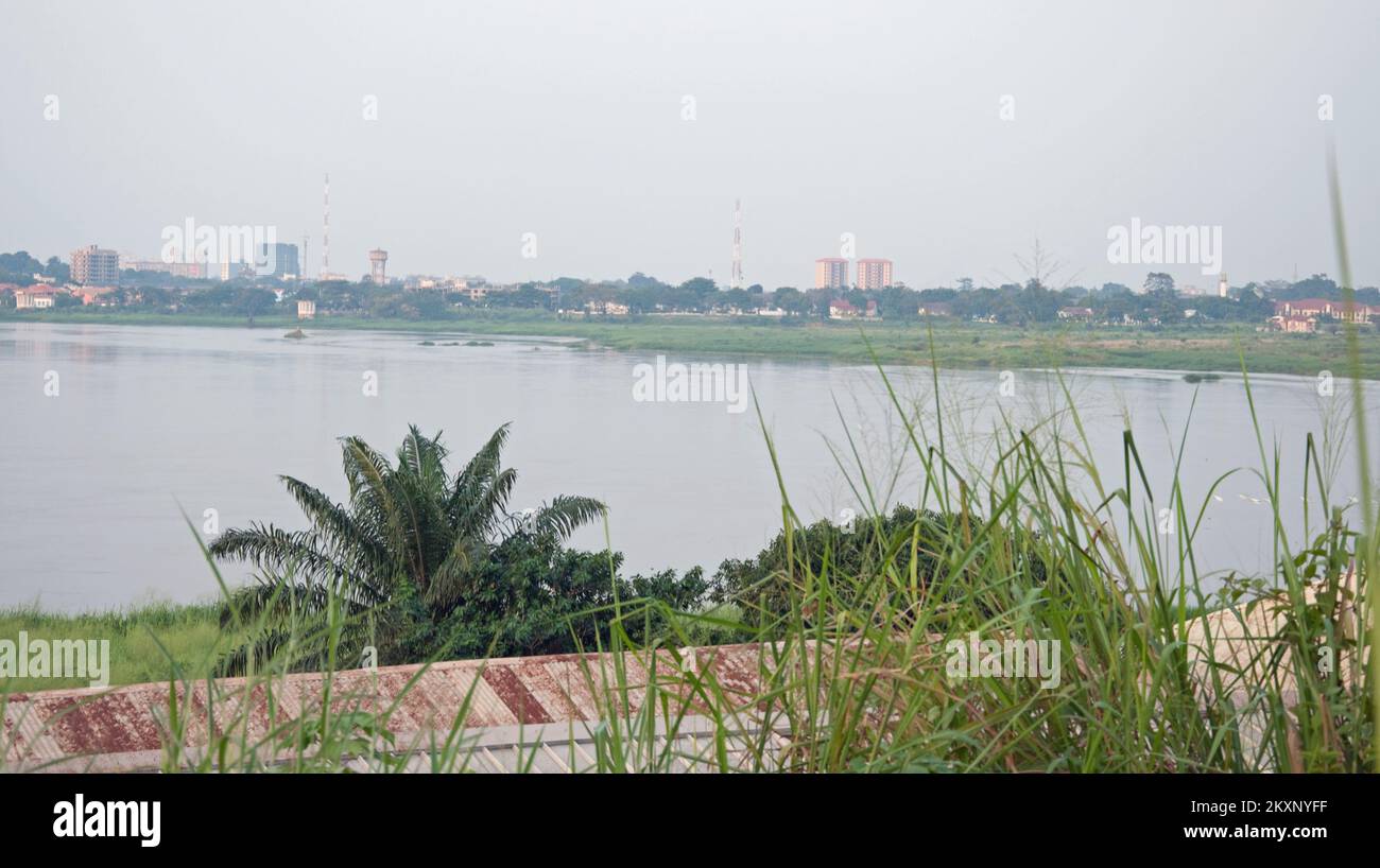 The River Congo at Kinshasa, Kinshasa, Democratic Republic of the Congo.  RDC, DRC Stock Photo