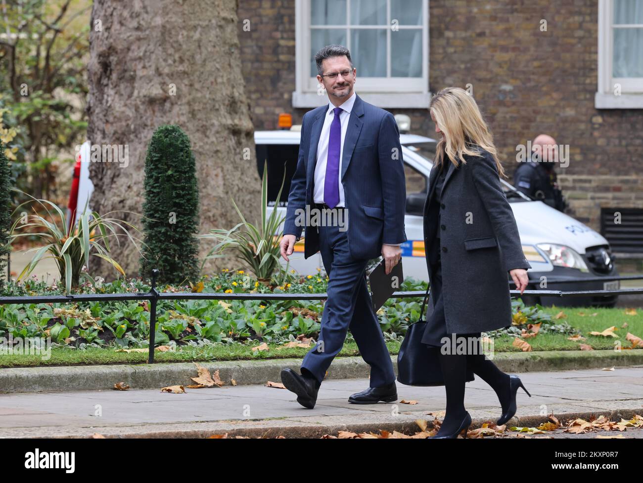 Steve Baker of the ERG group walking up Downing Street to number 10, in London, UK Stock Photo