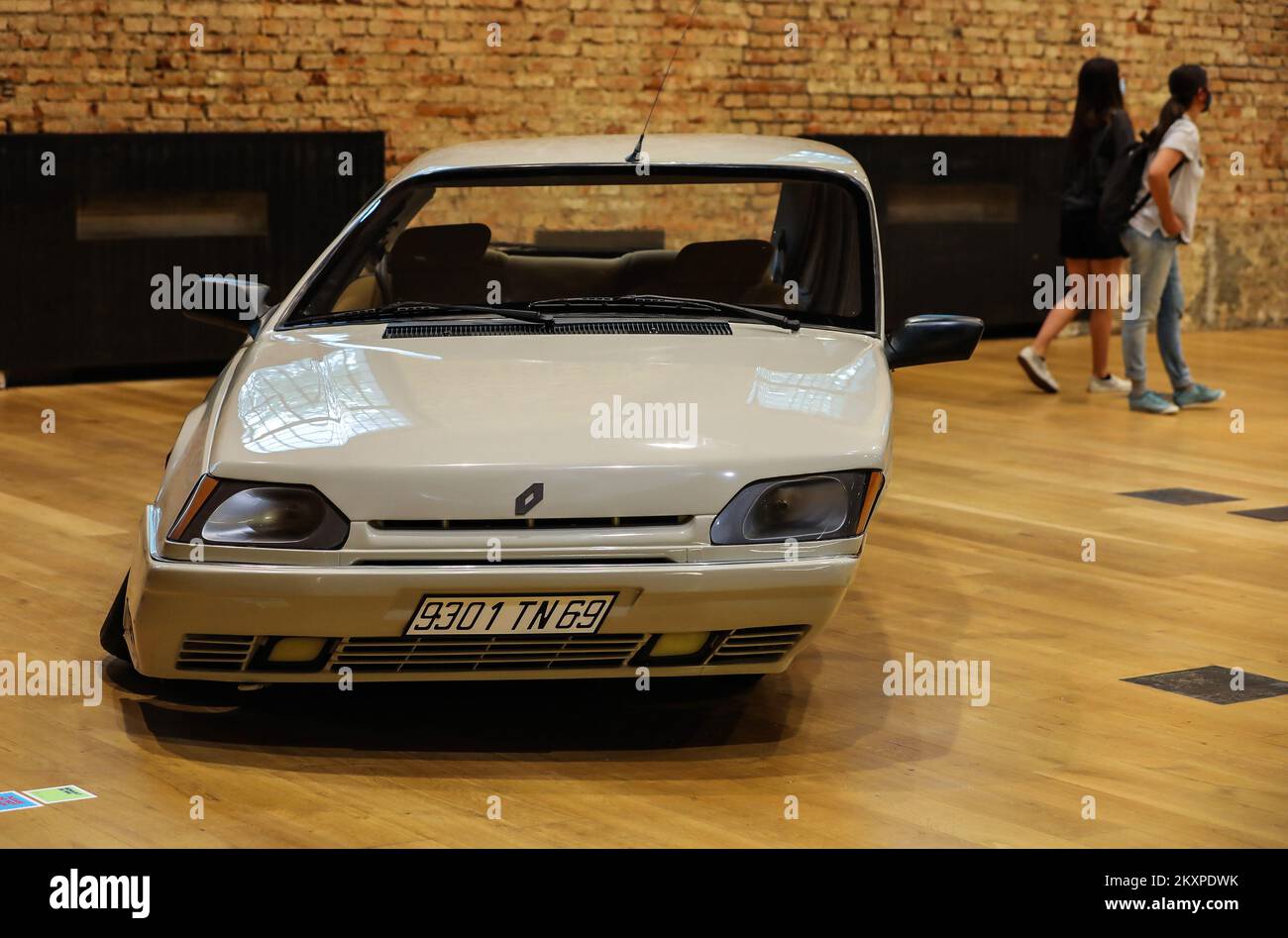 Twisted Renault car is pictured at art exhibition of Erwin Wurm,  contemporary Austrian artist, that is opened in Lauba in Zagreb, Croatia on  03. July, 2021. Photo: Jurica Galoic/PIXSELL Stock Photo - Alamy