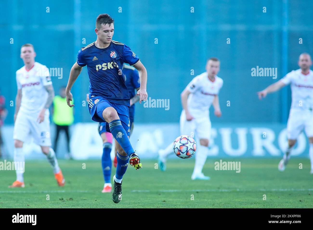 Daniel Stefulj of Dinamo Zagreb passes the ball during UEFA Champions League First Qualifying Round match between GNK Dinamo Zagreb and Valur at Maksimir Stadium in Zagreb, Croatia on July 7, 2021. Photo: Goran Stanzl/PIXSELL Stock Photo