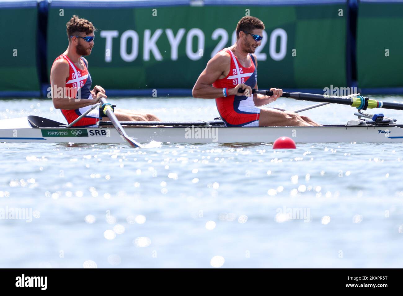 Serbian crew Martin Mackovic and Milos Vasic in the qualifying race in the duo without a coxswain on the Sea Forest Waterway rowing course in Tokio on July 24, 2021. Photo: Igor Kralj/PIXSELL Stock Photo