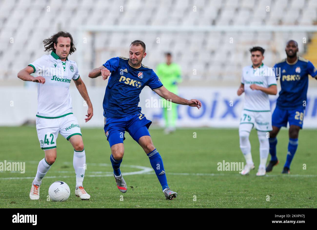 Mikkel Diskerud; Josip Misic on Second match of the 2nd round of the UEFA Champions League, Omonoia - GNK Dinamo on stadium GPS, Strovolos, Nicosia, Cyprus on 27. July , 2021 Photo: Jurica Galoic/PIXSELL Stock Photo