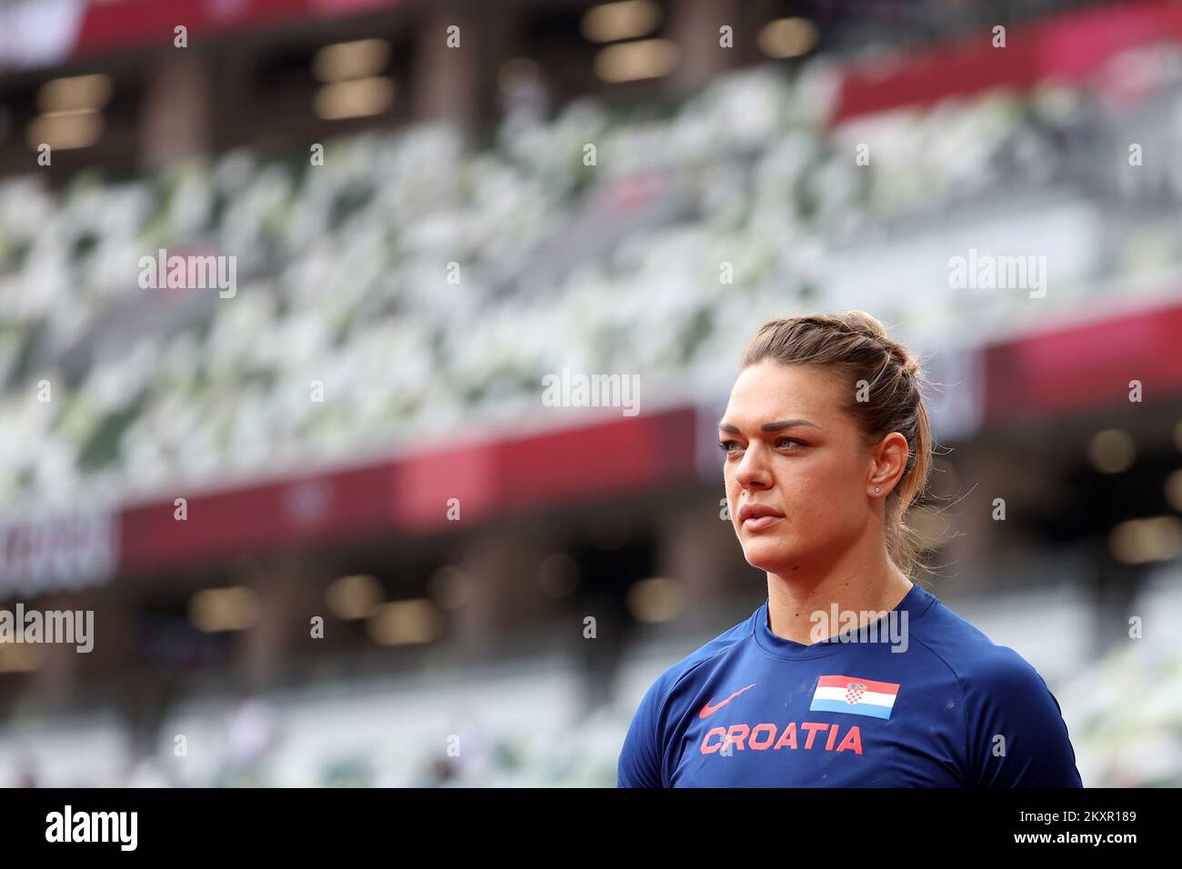 TOKYO, JAPAN JULY 31 Sandra Perkovic of Team Croatia waiting for the