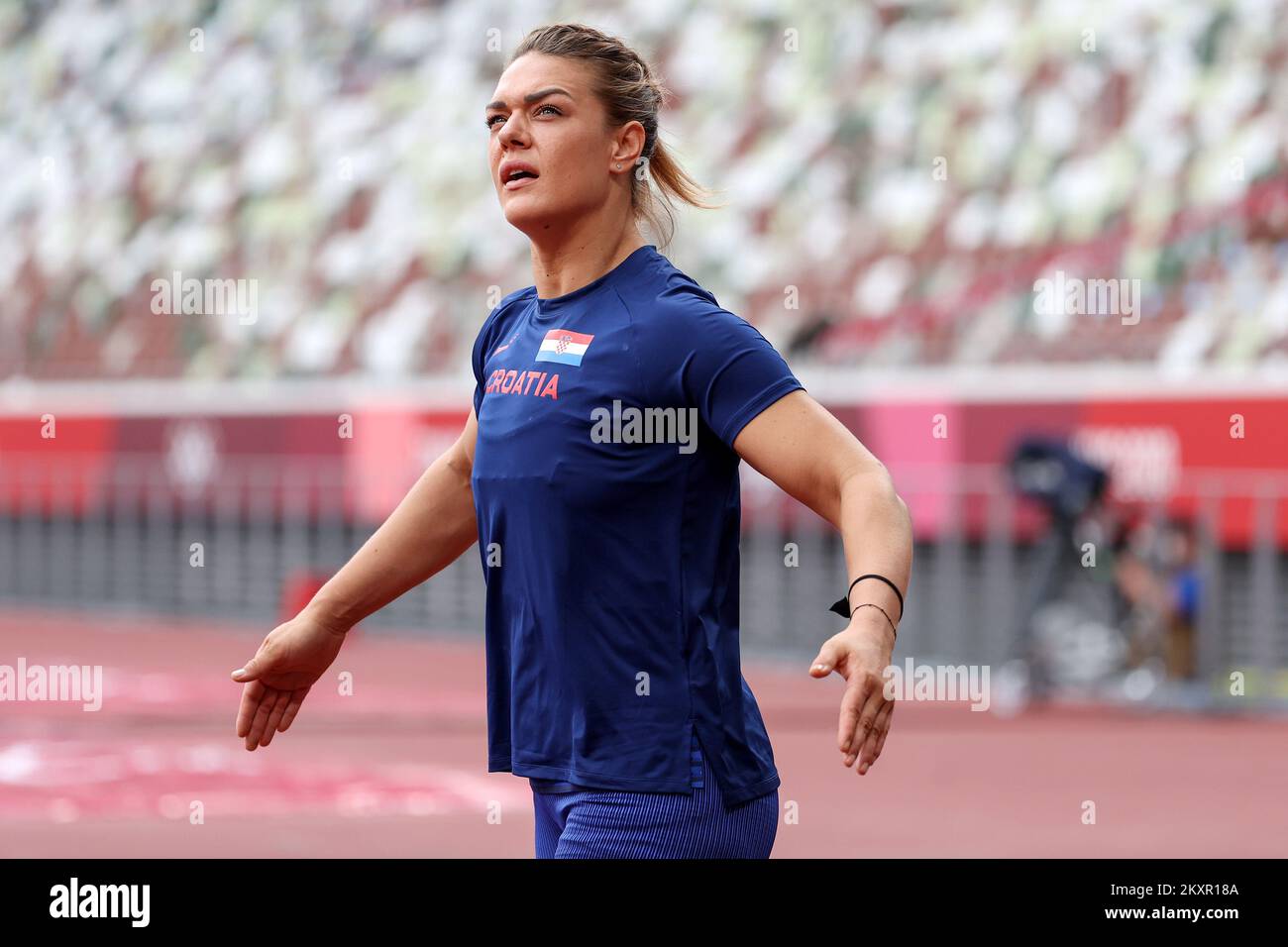 TOKYO, JAPAN JULY 31 Sandra Perkovic of Team Croatia competes in the