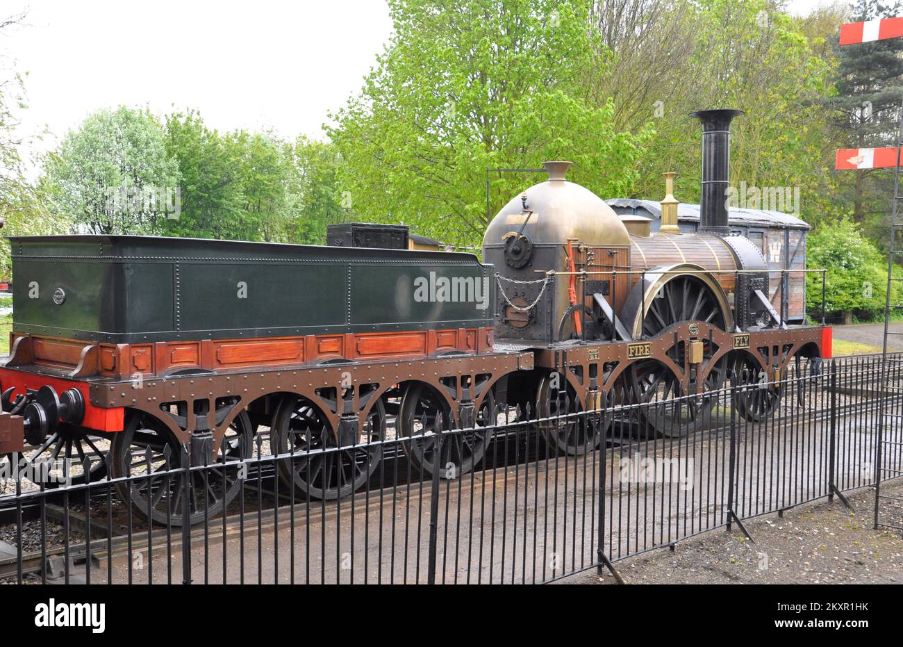 The Fire Fly, a  Broad Gauge Replica steam Locomotive, built in 2005 seen here at Didcot.The Fire Fly was designed by Daniel Gouch for service on the Stock Photo
