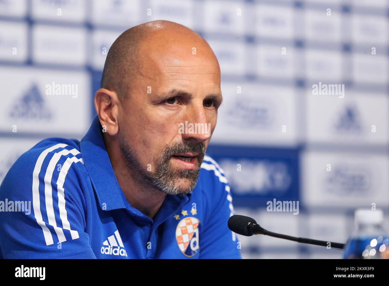 Head coach of GNK Dinamo Damir Krznar at the press conference before the  first game of the third qualifying round of the Champions League at the  Maksimir Stadium in Zagreb, Croatia on