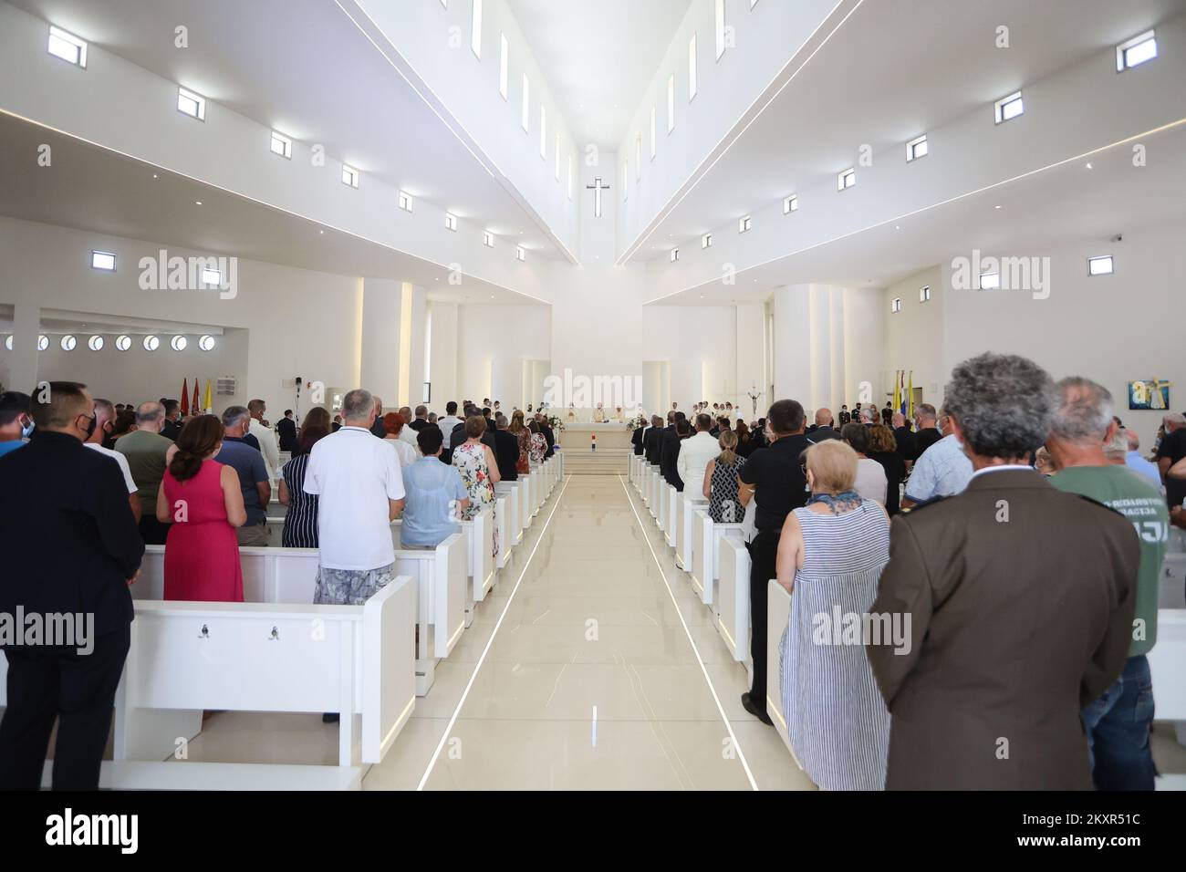 Holy mass is lead by msgr. Jure Bogdan during a celebration of 26th anniversary of Victory & Homeland Thanksgiving Day and Day of Croatian Defenders in Knin, Croatia on August 5, 2021. Photo: Milan Sabic/PIXSELL Stock Photo