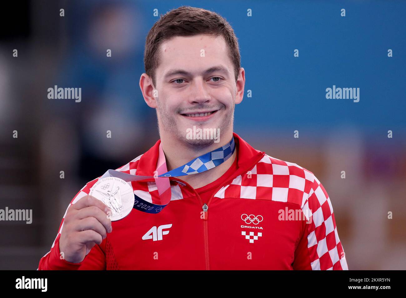 Tin Srbic of Team Croatia poses with the silver medal during the Men's ...