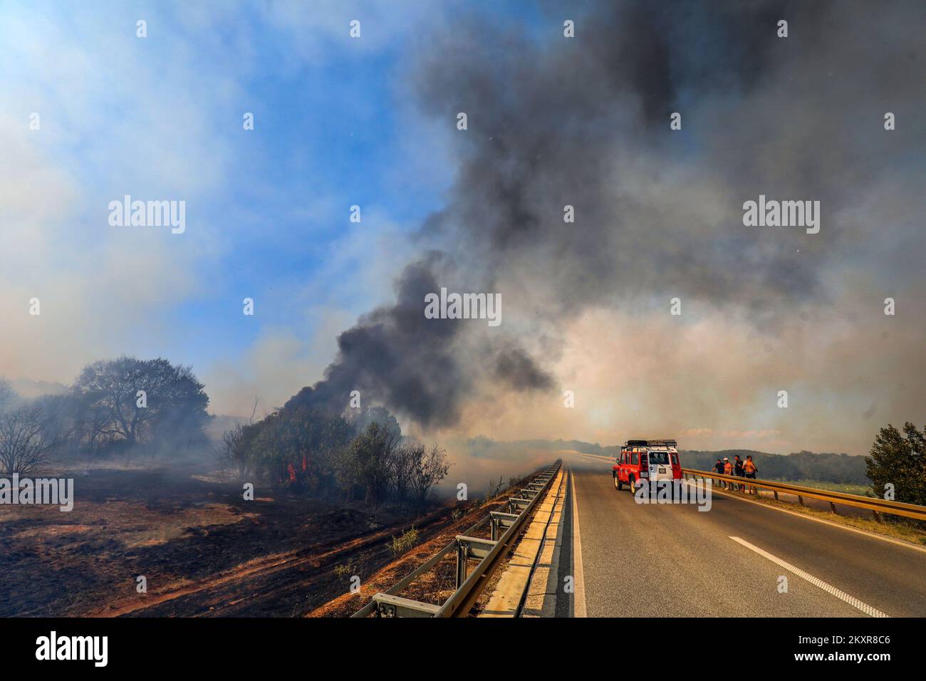 August 12, 2021, Pula - A fire broke out in the wider vicinity of Pula, more precisely between Sikici and Skatari, which was successfully extinguished with the help of firefighters from Pula, Medulin, Fazana, Galizana and other DVDs, and finally Canadians. Photo: Srecko Niketic/PIXSELL  Stock Photo