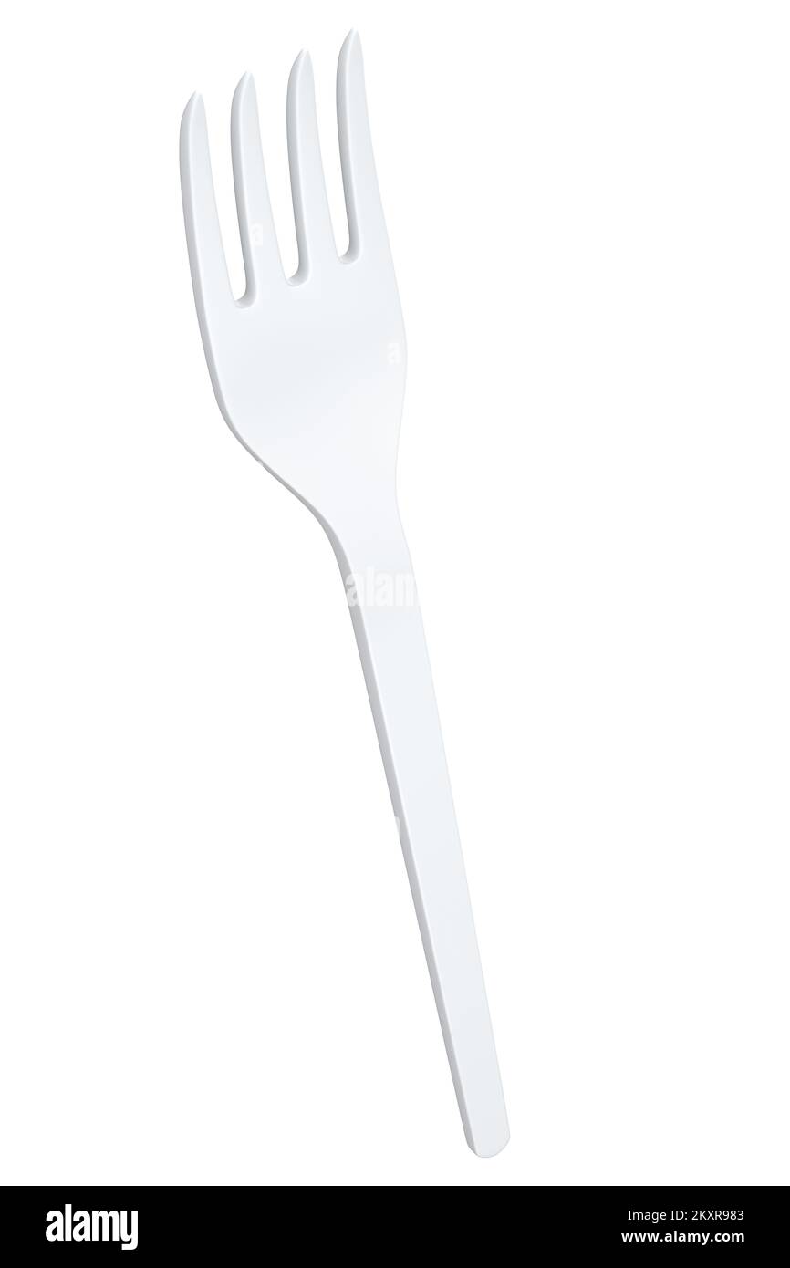 Ecofriendly disposable utensils like fork on white background. 3d render concept of save the