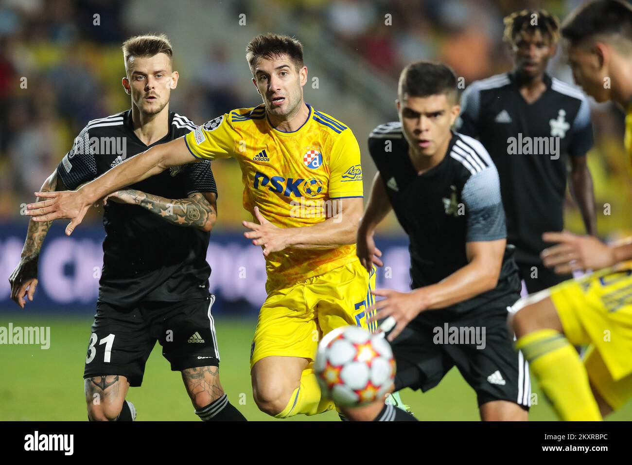 Zagreb, Croatia. 15th July, 2023. Luka Ivanusec of Dinamo Zagreb leaves the  pitch with an injury during the Supersport Supercup match between GNK Dinamo  Zagreb and HNK Hajduk Split at Maksimir stadium