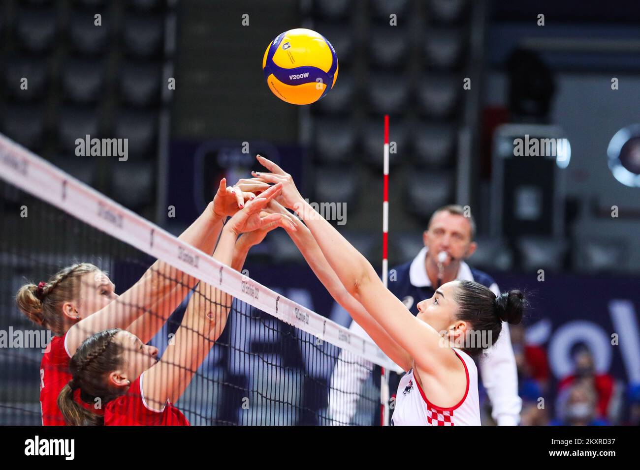 ZADAR, CROATIA AUGUST 19 Croatian and Swiss volleyball players