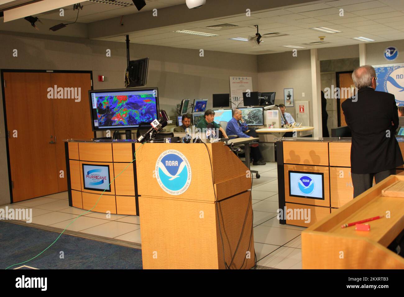 Orlando, Fla. , June 1, 2012   Photo of the speakers podium at a press conference during the National Hurricane Conference.. Photographs Relating to Disasters and Emergency Management Programs, Activities, and Officials Stock Photo