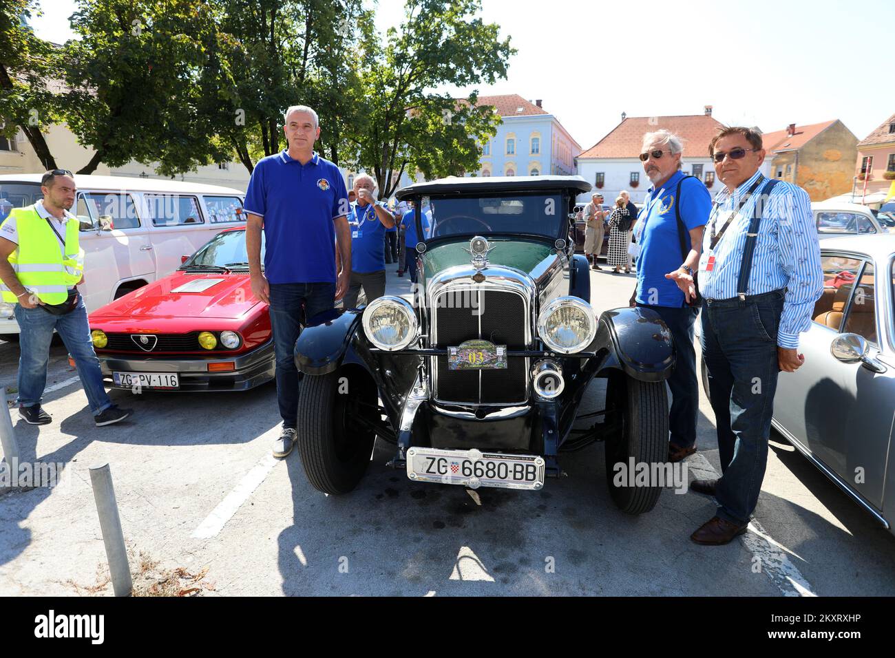 Green Oldtimer can be seen during the Zagreb Oldtimer Rally in Karlovac ...